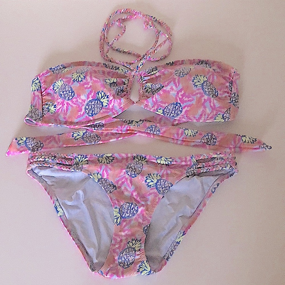 👙 NWT Two (2) Pc Bikini American Eagle Pink Pineapple Print